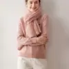 Bufanda de Punto 100% Cachemir Nueva para Otoño e Invierno 2025 Color Sólido Calada Suave Cera Versátil Chal para el Cuello