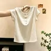 Camiseta de Renda Francesa Patchwork Manga Curta Feminina Verão Plus Size Meninas Cheinhas Design com Senso Temperamento Top Rejuvenescedor Feminino A13207