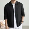 Chaqueta de lino con solapa para hombre Yingao, nueva colección de otoño, ligera, adecuada para ir al trabajo y uso casual, color liso, estilo para mediana edad, con cremallera