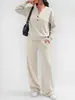 2026 Europeu e Americano Transfronteiriço Roupas Femininas Outono e Inverno Nova Moda Solto Manga Longa Blusa Calça de Perna Larga Esportivo Casual Conjunto de Duas Peças