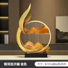 Pintura de Arena Fluyente de Viento y Agua Adorno para Gabinete de Vino Sala de Estar Lujo Ligero Oficina Decoración para Mueble de TV Regalo de Inauguración