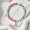 Nuevo Pulsera de Vaina de Loto Dulce y Fresca con Diseño Simple, Círculo Único de Vaina de Loto de Cristal Rosa Natural, Calabaza y Pulsera de Cristal de Fresa