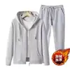 Conjunto de cárdigan deportivo casual para hombre Primavera y Otoño Nuevo Holgado con Capucha Cremallera Suéter Conjunto de Dos Piezas