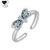 Krr-06 Anillo de Esmalte de Libélula de Moda y de Alta Gama para Mujer, Anillo de Joyería de Mano Versátil y Ajustable para Mujer