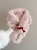 Bufanda de Felpa de Piel Sintética Otoño e Invierno para Mujer Linda Decoración de Dibujos Animados de Niña Pequeña Calentador de Cuello Engrosado Suave Pegajoso Versátil