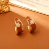 Pendientes de Anillo C Flor de Zirconia con Goteo de Aceite Esmaltado Estilo Vintage con un Toque de Alta Gama, Pendientes de Moda y Elegantes para Otoño/Invierno, Joyería Estilo Ins