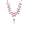 Set Transfronterizo de Joyería de Zirconia Microincrustada Europea y Americana con Diseño de Pétalo Rosa y Gota de Agua, Cadena para Clavícula Estilo Ins para Uso Diario