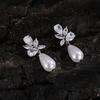 RAKOL, pendientes creativos de moda coreana con forma de rosa y perlas para mujer, pendientes de temperamento exquisito para vestido de fiesta nupcial