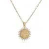 Aogu Europeu e Americano Mais Vendido Simples Acessível Luxo Banhado a Cobre Ouro 18K Zircônia Geométrico Pingente Colar Nicho Retro Colar para Mulheres