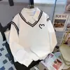 Otoño 2024 Polo de Costura Diseño de Nicho de Gama Alta Manga Larga Sudadera para Mujer Holgada Adelgazante Top Versátil de Nicho