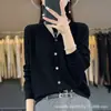 Nova Jaqueta Cardigan de Tricô Fino Osmanthus de Gola Redonda Versátil de Manga Longa para Mulheres Primavera e Outono 2026