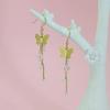 Pendientes elegantes con borlas de mariposa en oro auténtico de 18 quilates, diseño de nicho, de alta gama, nuevos y modernos, ligeros y de lujo, estilo vintage.