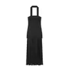 Vestido Casual Transparente Elegante con Retazos, Escote Halter Negro Sexy sin Espalda, Estilo Transfronterizo Europeo y Americano Nuevo