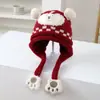 Gorro Orejeras para Niños Otoño e Invierno Niños Lindo Dibujo Animado Gorro de Punto Niñas Gorro de Lana Cortavientos Bebé Gorro Cálido Moderno