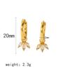 Aretes europeos y americanos de nicho de lujo ligero con exquisitos zircones, oro de 18 quilates, acero inoxidable, estrella de mar, trébol, para mujer, venta al por mayor