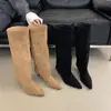 Botas de Cano Alto Elegantes Femininas para Outono/Inverno 2026 Estilo Coreano Versátil Bico Fino Salto Agulha Emagrecedoras Botas de Equitação Longas Acima do Joelho