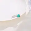 Anel Aberto Ajustável de Vidro Azul-Verde Estilo Fashion e Simples para Mulheres, Anel de Dedo Indicador de Luxo Leve de Nicho