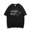 Verão Novo Design Nicho Estampa Cartoon Algodão Puro Pesado Camiseta Manga Curta Marca Tendência Masculina Top Meia Manga