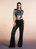 Jeans para Mujer de Estilo Nuevo Transfronterizo Europeo y Americano, Retro Americano, Sexy, de Cintura Media, Versátiles, con Dobladillo Acampanado