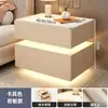 Mesa de Cabeceira Inteligente Suspensa para Quarto de Casa, Gabinete de Cabeceira em Madeira Maciça, Armário de Armazenamento Simples Multifuncional Moderno Minimalista de Luxo Leve
