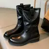 Estilo Dulce Fresco Picante de Chica~2026 Otoño/Invierno Nuevas Botas Amarillas Grandes Botas de Trabajo Botas Martin Botas Vaqueras Occidentales para Mujer Botas Cortas de Motociclista
