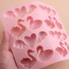 En stock: Molde de Silicona con Forma de Cisne y Corazón de 12 Piezas, Herramienta para Hornear Pasteles Festivos y Moldes de Chocolate