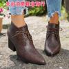 Zapatos de Moda para Mujer con Cordones Estilo Europeo y Americano 2025, Exportación, 4 Colores, Tacón Grueso, Punta Fina, Tallas Grandes, Tacones Altos para Mujer, Cómodos para los Pies