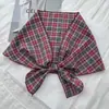 Bufanda Triangular Linda Recién Hecha con Bordes Ovalados para Mujer, Bufanda Cuadros Dulce Estilo Universitario, Bufanda de Algodón Transpirable, Suave