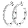 Brincos de Argola Grandes em Formato de C com Zircônia, Estilo Coreano, com Cravação de Diamante em um Lado, Brincos de Clipe de Argola Grande Abertos, Brincos Elegantes para Festa