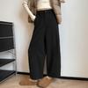 Calça de Lã Grossa com Forro de Fleece para Inverno 2025, Modelo Scimitar de Perna Larga para Mulheres Baixas, Cintura Alta, Emagrecedora, Versátil, Casual, Comprimento Total