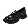 Zapatos Mary Jane de Cuero para Mujer 2025 Nuevo Estilo Retro Puntera Redonda Suela Gruesa Tacón Medio Sin Cordones en Tallas Pequeñas