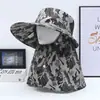 Chapéu de Sol Camuflado para Primavera e Verão, Estilo Coreano com Proteção Solar de Aba Larga e Protetor Facial, Adequado para Homens e Mulheres, para Trabalhar, Colher Chá, Pedalar e como Chapéu Cachecol