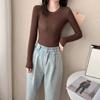 Real shot outono e inverno das mulheres 2 023 novo Coringa camisola de manga comprida camisola de malha slim slim casaco preto maré