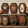 Bandeja de Mesa Decorativa de Madeira Halloween Retrô Americano Fantasma Gato Preto Abóbora Coruja Decorações de Vitrine para Casa