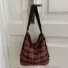 Bolsa Tote Xadrez Retrô de Nicho para Mulheres Estilo Coreano Novo Estilo College Bolsa para o Dia a Dia Mochila Casual de Grande Capacidade