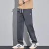 MP/Verão Calça de Sarja Lavada de Pierna Larga Masculina Macacão Vintage Estilo Americano Calça Reta Solta Calça Casual Masculina