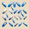 Uñas de Ballet de Longitud Media Azules Estilo Ins Europeo y Americano Populares Parches de Uñas Postizas de Venta Caliente Extraíbles 24 Piezas