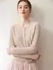 Cárdigan 100% Cachemira Pura para Mujer Cuello Redondo Básico Holgado Adelgazante Textura Suave Elegante Versátil Adorno de Volantes Tejido