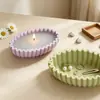 Molde de silicona para cuenco de almacenamiento ovalado con borde ondulado estilo Ins, molde para plato de frutas a rayas plisadas, molde para taza de vela a rayas