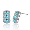 Outlet de Fábrica Aretes Nuevos Incrustados con Circonita Azul Londres Punto de Diamante Completo Cruz de Cristal Afilada Pendientes Europeos y Americanos Transfronterizos