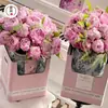 Vaso para Flores do Dia a Dia Cravo e Peônia Vaso de Flores Caixa de Flores Portátil Caixa de Presente Floral Embalagem Quadrada para Flores Caixa Dobrável