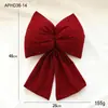 Tela de terciopelo burdeos lazo tridimensional decoración navideña grande adorno para árbol de Navidad decoración colgante