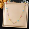 Cadena de Clavícula Versátil de Acero Inoxidable con Piedra de Color Irregular de Nueva Moda Colorida Pulsera Collar para Mujer Joyería al por Mayor