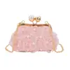 Bolso de Concha con Cierre de Perlas de Moda 2026 Nueva Tendencia Versátil Elegante Pequeño Bolso de Hombro Estilo Chanel Cadena Bolso Cruzado para Mujer