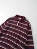 Suéter de Punto Rayado Transfronterizo Europeo y Americano Otoño 2025 Nuevo Color Retro Americano Rayas de Bloques de Color Cuello Polo Suéter Versátil