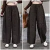 Colección de otoño 2026: pantalones de pierna ancha con estampado de leopardo retro clásico nuevos para mujer, con cintura alta, cordón, corte holgado, efecto adelgazante y un diseño de pierna curva moderno y casual