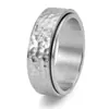 Anillo Giratorio con Textura Martillada Amazon Jewelry para Hombre Hecho a Mano Irregular Acero de Titanio Anillo de Dedo Nicho Panal Joyería de Mano