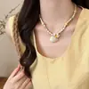 [Paraíso de Estrellas de Mar] Collar Creativo DIY de Perlas y Estrellas de Mar Cadena de Clavícula de Nicho para Tomar Fotos en Viajes de Verano a la Costa para Mujeres