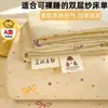 Sábana de Algodón Acolchado de Doble Capa de Gasa, Suave y Amigable con la Piel de Algodón Puro, Juego de Tres Piezas para Dormitorio Estudiantil Tatami