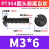 Tornillo de corte de cabeza redonda de acero inoxidable 304 con zinc negro PT M2/M3/M4 cabeza plana Phillips tornillo autorroscante